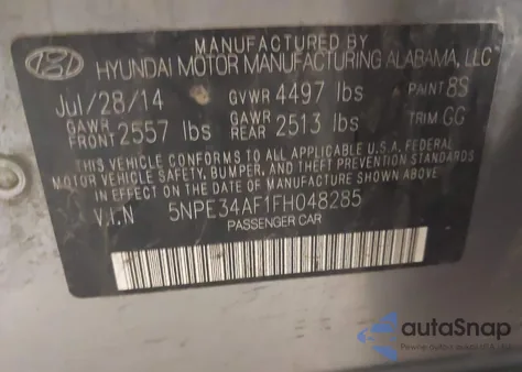 2015 Hyundai Sonata Limited z USA, uszkodzony, nr VIN 5NPE34AF1FH048285